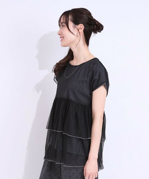 SHOO・LA・RUE / シューラルー カットソー | 【S-LL/2点セット】程よい甘さをプラス Tシャツ+チュールトップス | 詳細2