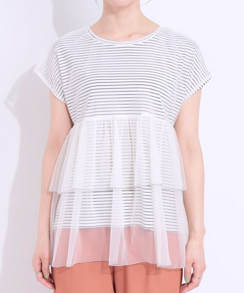 SHOO・LA・RUE / シューラルー カットソー | 【S-LL/2点セット】程よい甘さをプラス Tシャツ+チュールトップス | 詳細22