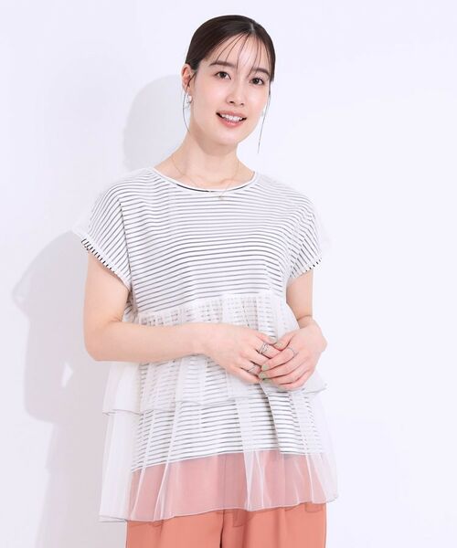 SHOO・LA・RUE / シューラルー カットソー | 【S-LL/2点セット】程よい甘さをプラス Tシャツ+チュールトップス | 詳細8