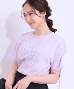 SHOO・LA・RUE / シューラルー Tシャツ | 【ひんやり/UVカット】選べる3柄 お袖チュールで差をつける ロゴプリントTシャツ