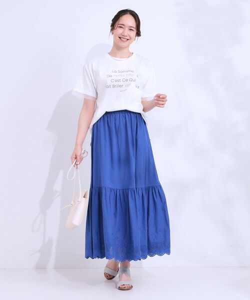 SHOO・LA・RUE / シューラルー Tシャツ | 【ひんやり/UVカット】選べる3柄 お袖チュールで差をつける ロゴプリントTシャツ | 詳細10