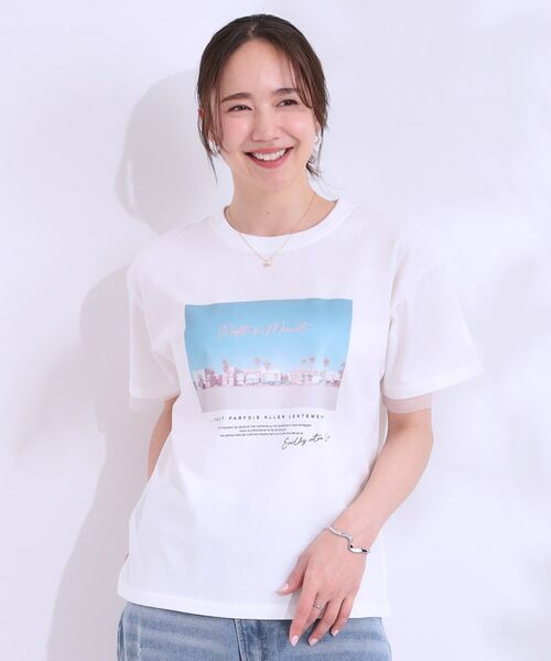 SHOO・LA・RUE / シューラルー Tシャツ | 【ひんやり/UVカット】選べる3柄 お袖チュールで差をつける ロゴプリントTシャツ | 詳細16