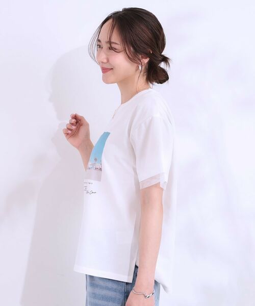 SHOO・LA・RUE / シューラルー Tシャツ | 【ひんやり/UVカット】選べる3柄 お袖チュールで差をつける ロゴプリントTシャツ | 詳細17