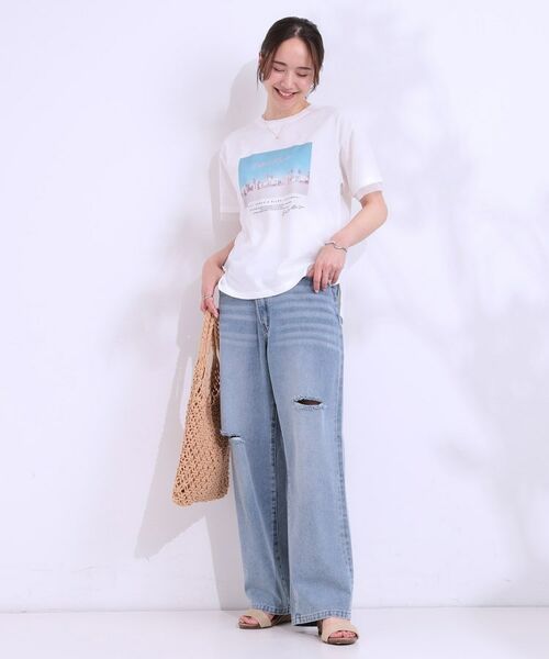 SHOO・LA・RUE / シューラルー Tシャツ | 【ひんやり/UVカット】選べる3柄 お袖チュールで差をつける ロゴプリントTシャツ | 詳細18