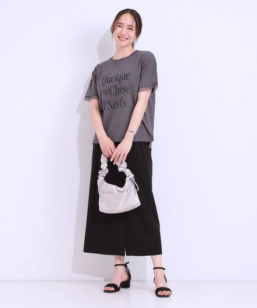 SHOO・LA・RUE / シューラルー Tシャツ | 【ひんやり/UVカット】選べる3柄 お袖チュールで差をつける ロゴプリントTシャツ | 詳細2