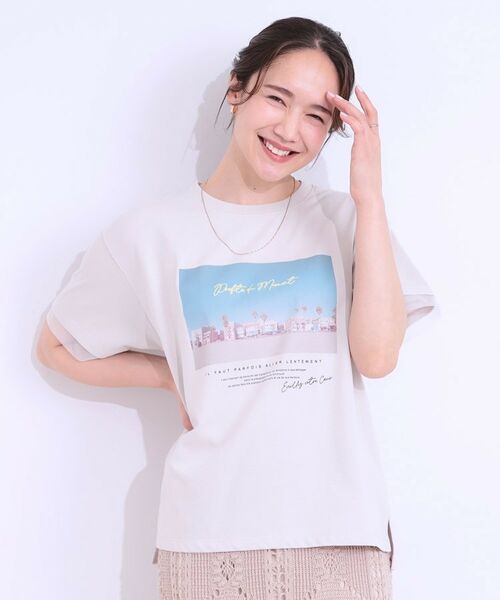 SHOO・LA・RUE / シューラルー Tシャツ | 【ひんやり/UVカット】選べる3柄 お袖チュールで差をつける ロゴプリントTシャツ | 詳細20