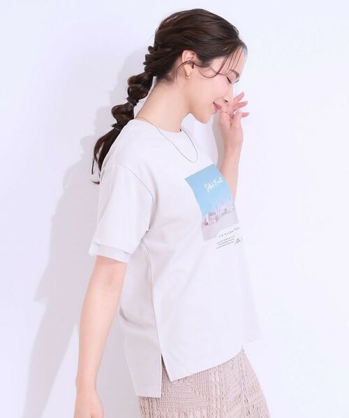 SHOO・LA・RUE / シューラルー Tシャツ | 【ひんやり/UVカット】選べる3柄 お袖チュールで差をつける ロゴプリントTシャツ | 詳細21