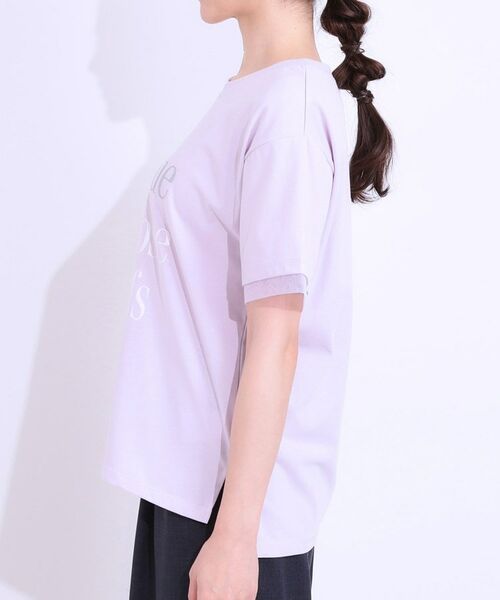 SHOO・LA・RUE / シューラルー Tシャツ | 【ひんやり/UVカット】選べる3柄 お袖チュールで差をつける ロゴプリントTシャツ | 詳細25