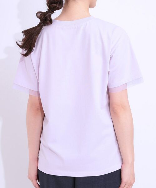 SHOO・LA・RUE / シューラルー Tシャツ | 【ひんやり/UVカット】選べる3柄 お袖チュールで差をつける ロゴプリントTシャツ | 詳細26