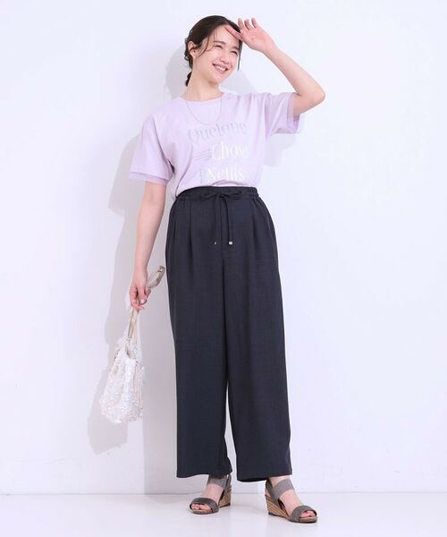 SHOO・LA・RUE / シューラルー Tシャツ | 【ひんやり/UVカット】選べる3柄 お袖チュールで差をつける ロゴプリントTシャツ | 詳細6