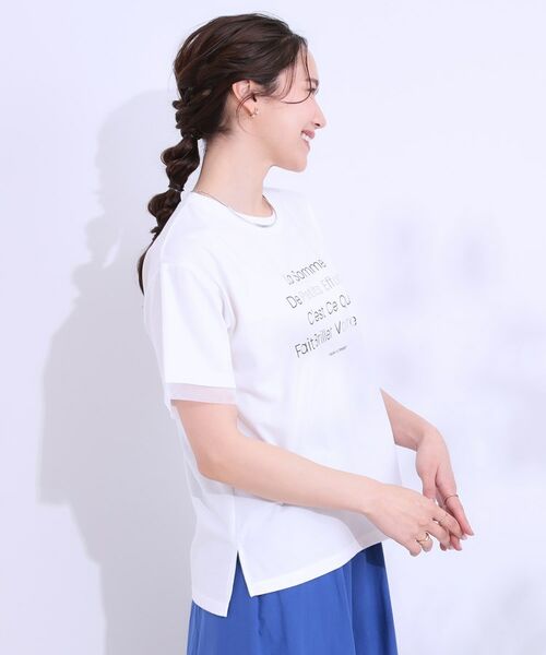 SHOO・LA・RUE / シューラルー Tシャツ | 【ひんやり/UVカット】選べる3柄 お袖チュールで差をつける ロゴプリントTシャツ | 詳細9