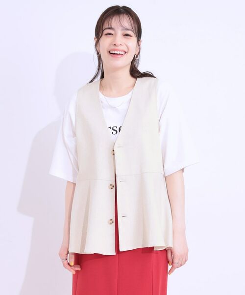 SHOO・LA・RUE / シューラルー ベスト | 【S-LL】いつものコーデにプラスワン 麻混ペプラムベスト | 詳細1