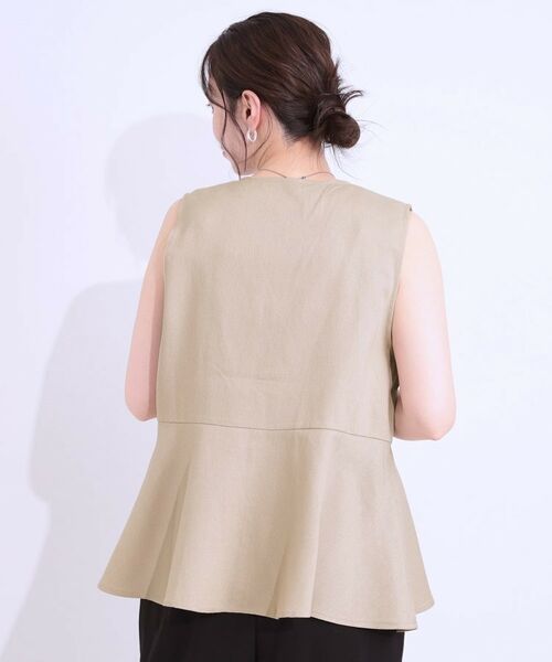SHOO・LA・RUE / シューラルー ベスト | 【S-LL】いつものコーデにプラスワン 麻混ペプラムベスト | 詳細10