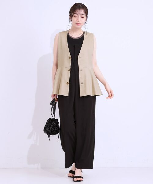 SHOO・LA・RUE / シューラルー ベスト | 【S-LL】いつものコーデにプラスワン 麻混ペプラムベスト | 詳細11