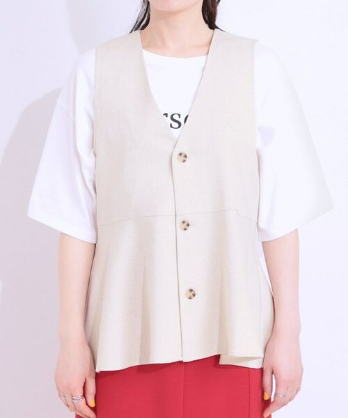 SHOO・LA・RUE / シューラルー ベスト | 【S-LL】いつものコーデにプラスワン 麻混ペプラムベスト | 詳細13
