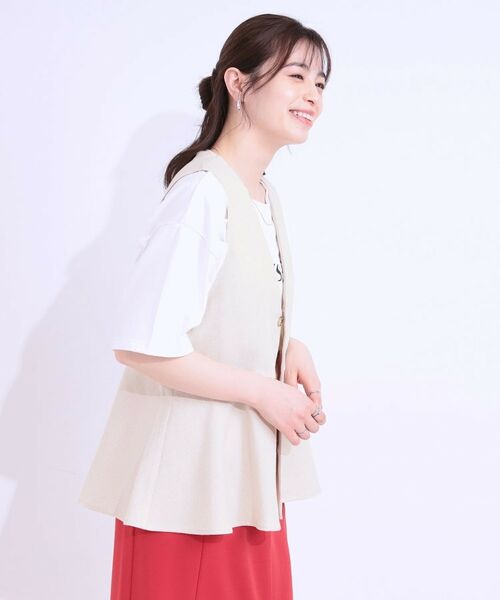 SHOO・LA・RUE / シューラルー ベスト | 【S-LL】いつものコーデにプラスワン 麻混ペプラムベスト | 詳細2