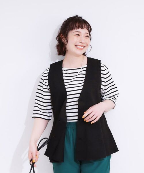 SHOO・LA・RUE / シューラルー ベスト | 【S-LL】いつものコーデにプラスワン 麻混ペプラムベスト | 詳細20