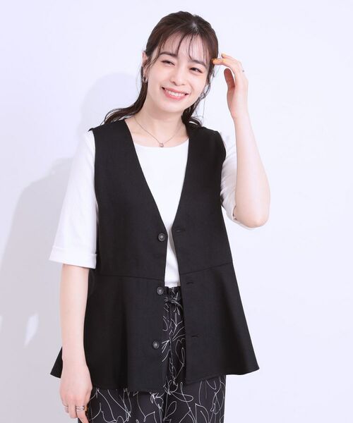 SHOO・LA・RUE / シューラルー ベスト | 【S-LL】いつものコーデにプラスワン 麻混ペプラムベスト | 詳細5