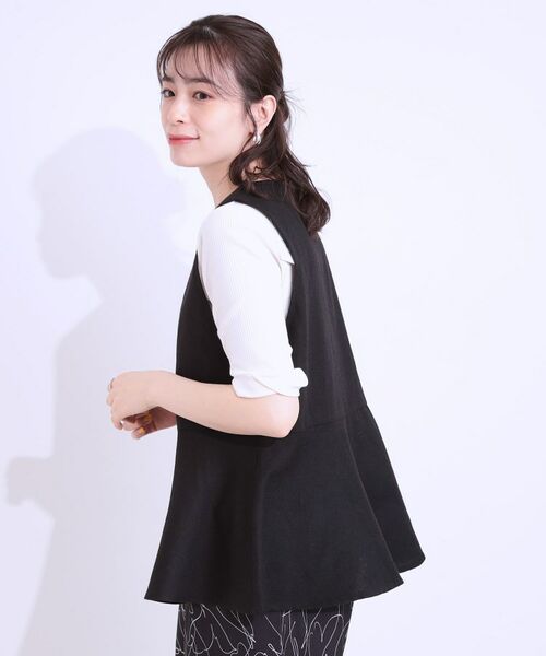 SHOO・LA・RUE / シューラルー ベスト | 【S-LL】いつものコーデにプラスワン 麻混ペプラムベスト | 詳細6