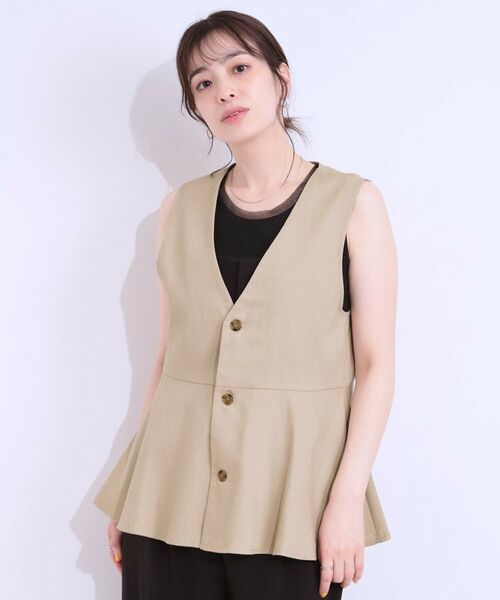 SHOO・LA・RUE / シューラルー ベスト | 【S-LL】いつものコーデにプラスワン 麻混ペプラムベスト | 詳細9