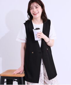 SHOO・LA・RUE / シューラルー ベスト | 【洗える】洗濯後しわになりにくい 麻調ダブルベスト