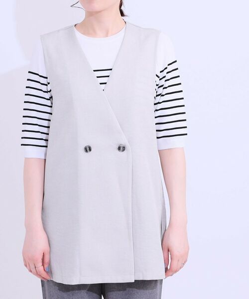 SHOO・LA・RUE / シューラルー ベスト | 【洗える】洗濯後しわになりにくい 麻調ダブルベスト | 詳細13