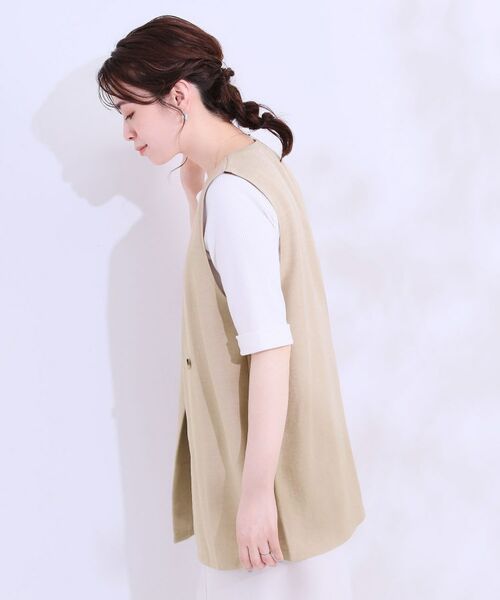 SHOO・LA・RUE / シューラルー ベスト | 【洗える】洗濯後しわになりにくい 麻調ダブルベスト | 詳細2