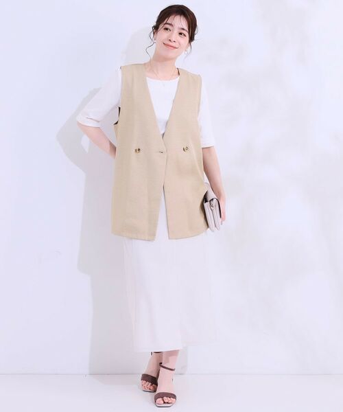 SHOO・LA・RUE / シューラルー ベスト | 【洗える】洗濯後しわになりにくい 麻調ダブルベスト | 詳細3