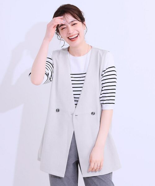 SHOO・LA・RUE / シューラルー ベスト | 【洗える】洗濯後しわになりにくい 麻調ダブルベスト | 詳細5