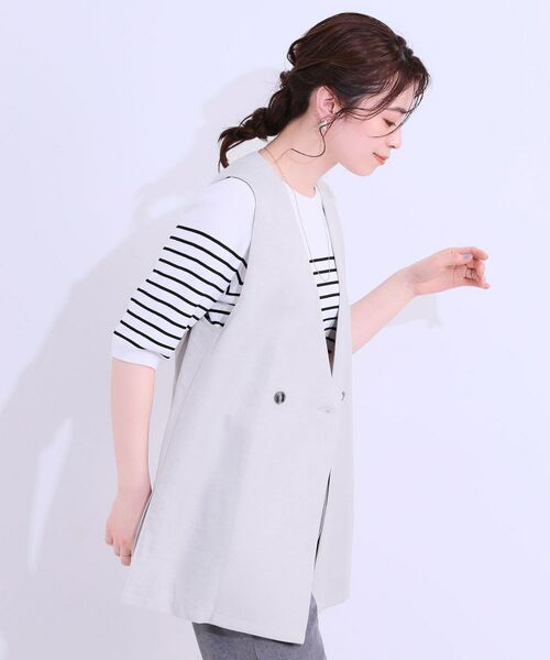 SHOO・LA・RUE / シューラルー ベスト | 【洗える】洗濯後しわになりにくい 麻調ダブルベスト | 詳細6