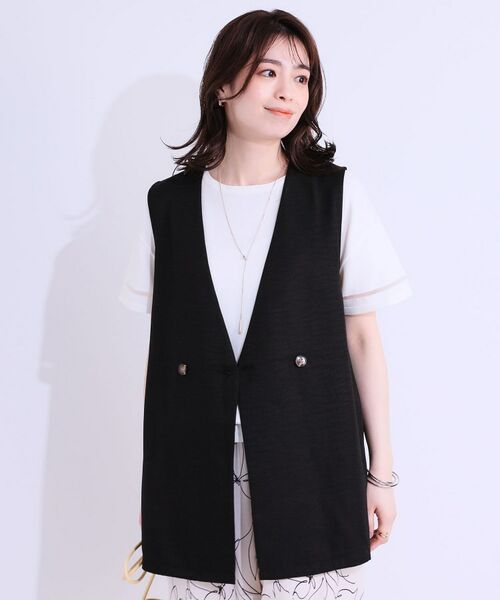SHOO・LA・RUE / シューラルー ベスト | 【洗える】洗濯後しわになりにくい 麻調ダブルベスト | 詳細9