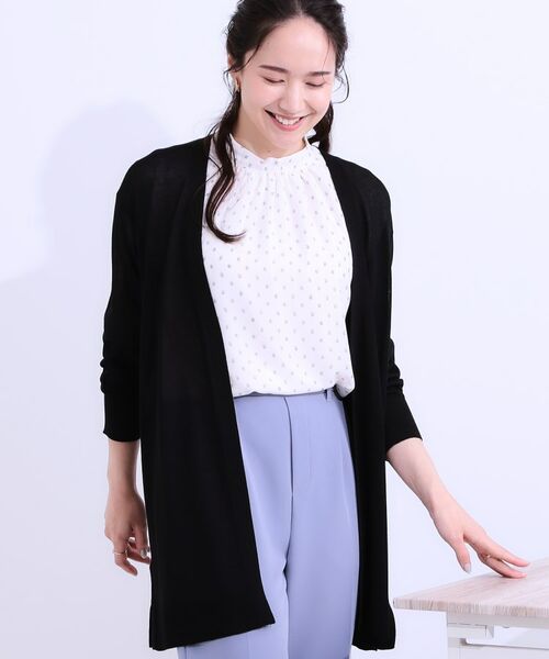 SHOO・LA・RUE/シューラルー 【洗える/ひんやり】お尻が隠れる トッパーロングカーディガン ブラック(019) 03(L) SHOO・LA・RUE/シューラルー 【洗える/ひんやり】お尻が隠れる トッパーロングカーディガン ブラック(019) 03(L)