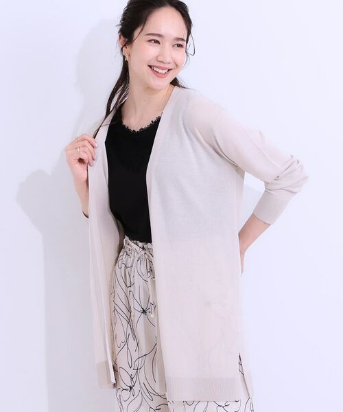SHOO・LA・RUE/シューラルー 【洗える/ひんやり】お尻が隠れる トッパーロングカーディガン ライトベージュ(051) 01(S) SHOO・LA・RUE/シューラルー 【洗える/ひんやり】お尻が隠れる トッパーロングカーディガン ライトベージュ(051) 01(S)