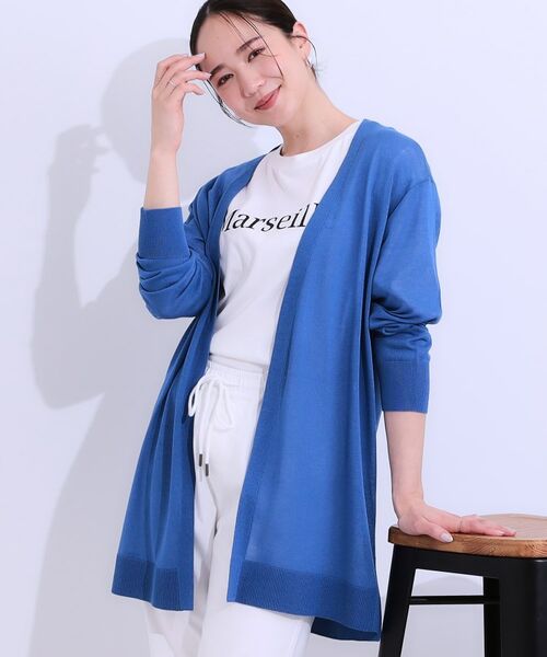 SHOO・LA・RUE/シューラルー 【洗える/ひんやり】お尻が隠れる トッパーロングカーディガン ブルー(092) 02(M) SHOO・LA・RUE/シューラルー 【洗える/ひんやり】お尻が隠れる トッパーロングカーディガン ブルー(092) 02(M)