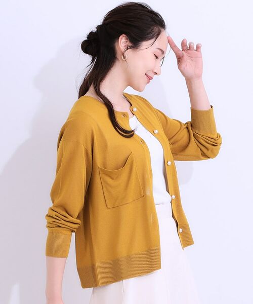 SHOO・LA・RUE / シューラルー カーディガン・ボレロ | 【洗える/ひんやり】パール調ボタンが目を惹く シアーニットカーディガン | 詳細10