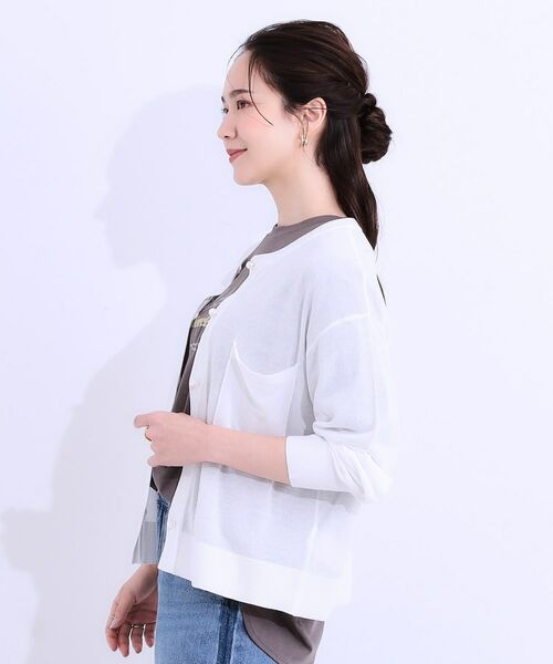 SHOO・LA・RUE / シューラルー カーディガン・ボレロ | 【洗える/ひんやり】パール調ボタンが目を惹く シアーニットカーディガン | 詳細2