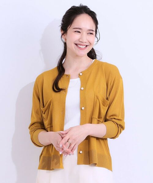 SHOO・LA・RUE / シューラルー カーディガン・ボレロ | 【洗える/ひんやり】パール調ボタンが目を惹く シアーニットカーディガン | 詳細9