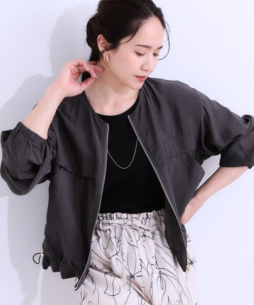 SHOO・LA・RUE/シューラルー 【S-LL】大人のシアー感が魅力 ドロストブルゾン チャコールグレー(014) 01(S) SHOO・LA・RUE/シューラルー 【S-LL】大人のシアー感が魅力 ドロストブルゾン チャコールグレー(014) 01(S)