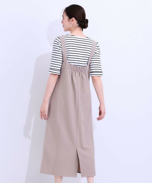 SHOO・LA・RUE / シューラルー ロング・マキシ丈ワンピース | 【S-LL/肩紐調整可能】Iラインシルエットですっきりと タック切替ジャンドレ | 詳細10