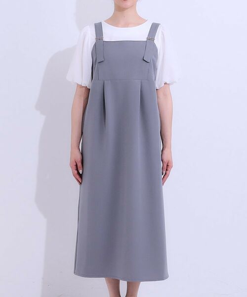 SHOO・LA・RUE / シューラルー ロング・マキシ丈ワンピース | 【S-LL/肩紐調整可能】Iラインシルエットですっきりと タック切替ジャンドレ | 詳細13