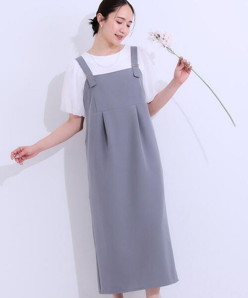 SHOO・LA・RUE/シューラルー 【S-LL/肩紐調整可能】タック切替ジャンドレ チャコールグレー(013) 01(S) SHOO・LA・RUE/シューラルー 【S-LL/肩紐調整可能】タック切替ジャンドレ チャコールグレー(013) 01(S)