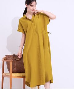 SHOO・LA・RUE / シューラルー ロング・マキシ丈ワンピース | 【S-LL】お顔周りすっきり 麻調スキッパーシャツワンピース