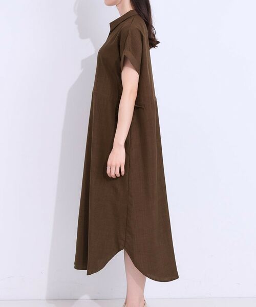 SHOO・LA・RUE / シューラルー ロング・マキシ丈ワンピース | 【S-LL】お顔周りすっきり 麻調スキッパーシャツワンピース | 詳細18
