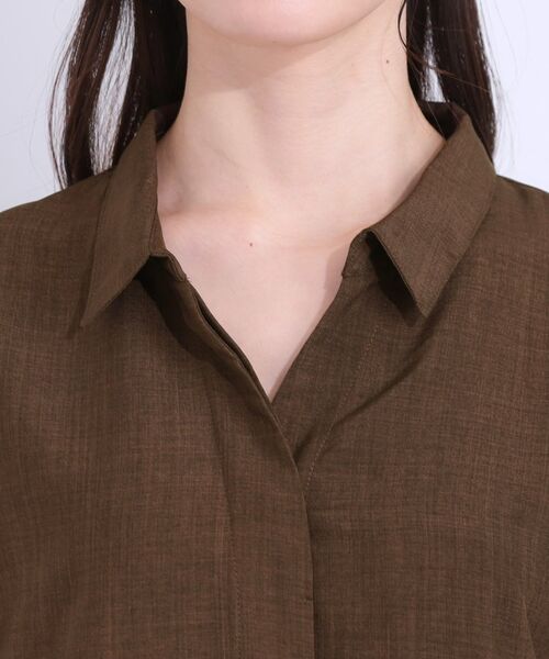 SHOO・LA・RUE / シューラルー ロング・マキシ丈ワンピース | 【S-LL】お顔周りすっきり 麻調スキッパーシャツワンピース | 詳細20