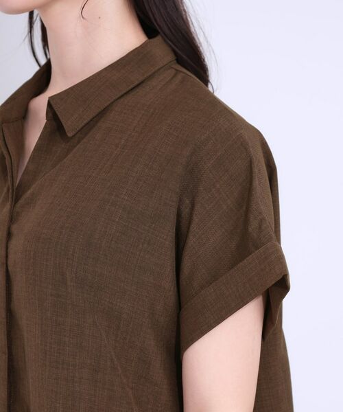 SHOO・LA・RUE / シューラルー ロング・マキシ丈ワンピース | 【S-LL】お顔周りすっきり 麻調スキッパーシャツワンピース | 詳細21