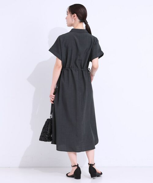 SHOO・LA・RUE / シューラルー ロング・マキシ丈ワンピース | 【S-LL】お顔周りすっきり 麻調スキッパーシャツワンピース | 詳細3