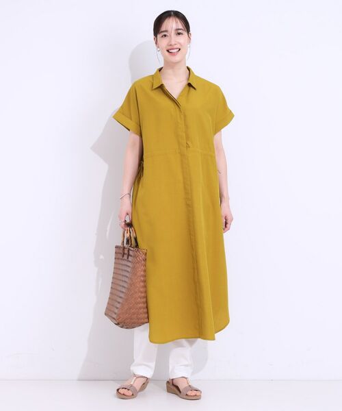 SHOO・LA・RUE / シューラルー ロング・マキシ丈ワンピース | 【S-LL】お顔周りすっきり 麻調スキッパーシャツワンピース | 詳細5