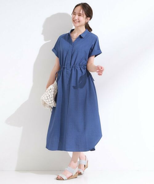 SHOO・LA・RUE / シューラルー ロング・マキシ丈ワンピース | 【S-LL】お顔周りすっきり 麻調スキッパーシャツワンピース | 詳細9