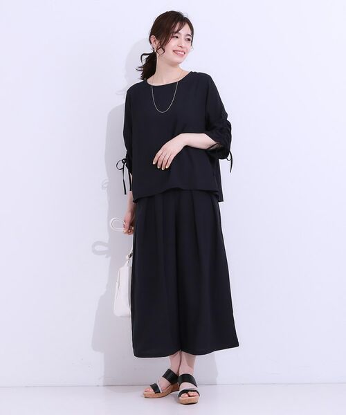 SHOO・LA・RUE / シューラルー ショート・ハーフ・半端丈パンツ | 【セットアップ可】裏地ひんやり麻調スカーチョ | 詳細3