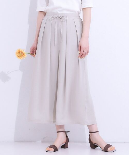 SHOO・LA・RUE/シューラルー 【S-LL/セットアップ可】裏地ひんやり麻調スカーチョ ライトベージュ(051) 01(S) SHOO・LA・RUE/シューラルー 【S-LL/セットアップ可】裏地ひんやり麻調スカーチョ ライトベージュ(051) 01(S)